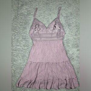 Love Tree Dress Womens Large Lace Crochet Tiered Ruffles Cut Out Backless Dinner